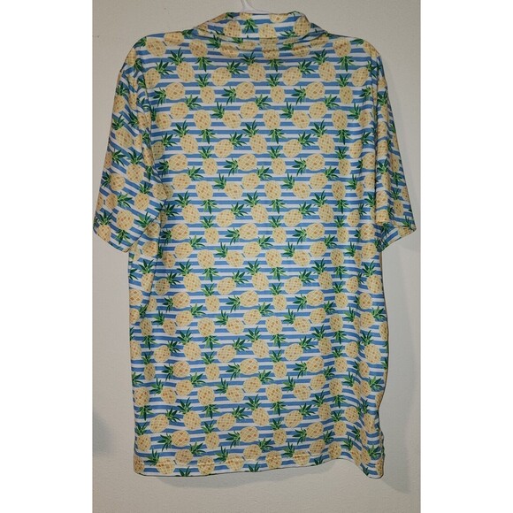 Tropical Bros Shirt Polo Hawaiian Pineapple All Over Print Large Exc. Condition - Picture 4 of 4